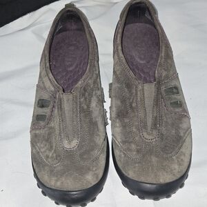 Clarks Privo Leather Slip-On Shoes Women 8.5 Comfort Walking Casual Flats Taupe